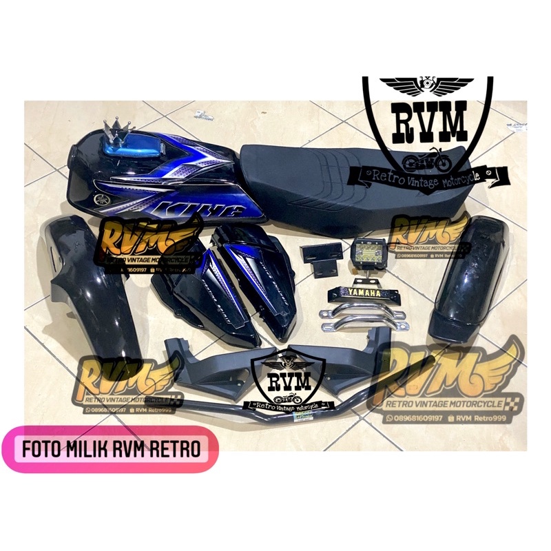 paket bodiset tangki rx king tahun 2008 biru warna hitam striping 2008 biru hitam bahan tebel mirip 