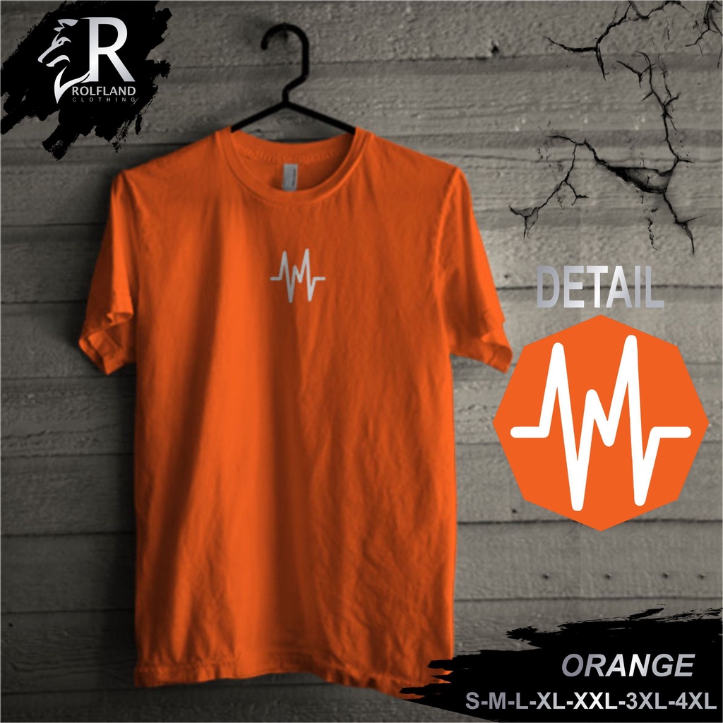 Kaos Distro Murah Jumbo Bandung Original Polos dan Motif Ekq Orange Sporty Streetwear