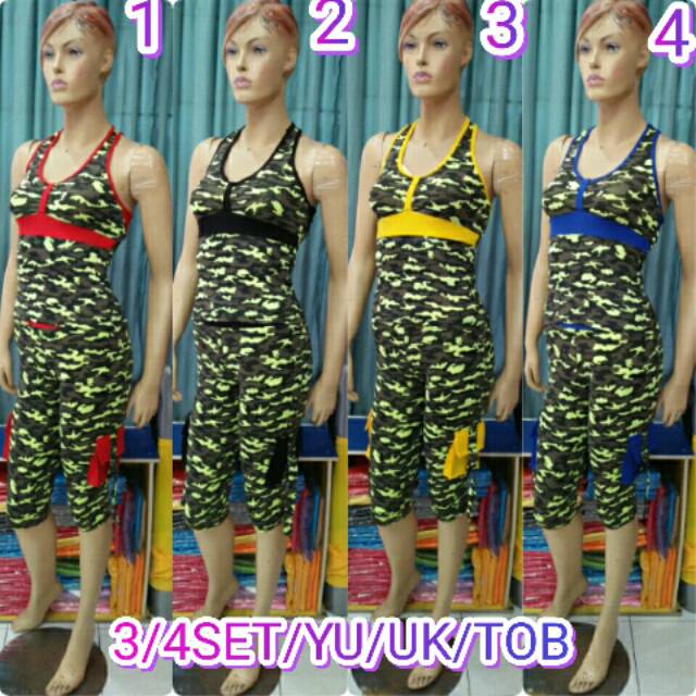 SETELAN BAJU SENAM CELANA 3/4 ARMY/BAJU ZUMBA/GYM