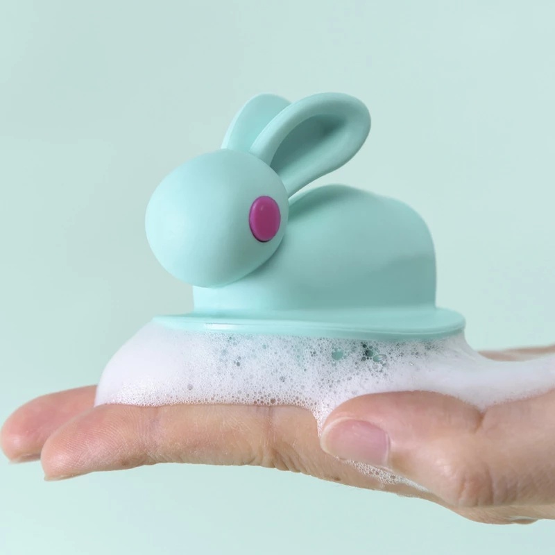 Rabbit Shape Silicone Scalp Massage Brush/ Cute Portable Hair Wash Comb/ Comfortable Safe Baby Shower Brush