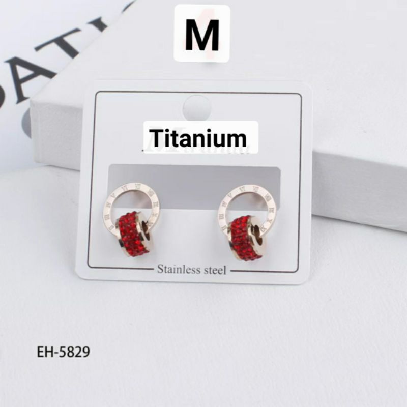 Anting Permata Titanium Asli Anti Karat &amp; Alergi Fashion Korea