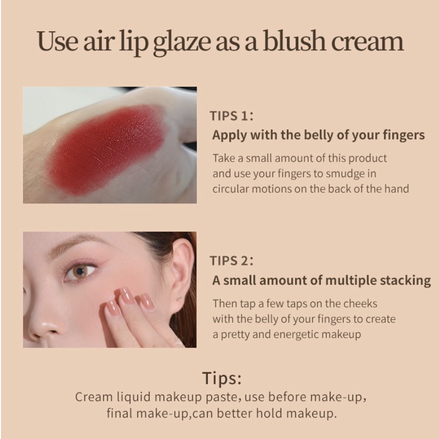 NOBB Air Matte Velvet Lip Cream Waterproof Lipstik Lipstick Long Lasting Lip Gloss Membuat Bibir Menjadi Merah Merona NO001