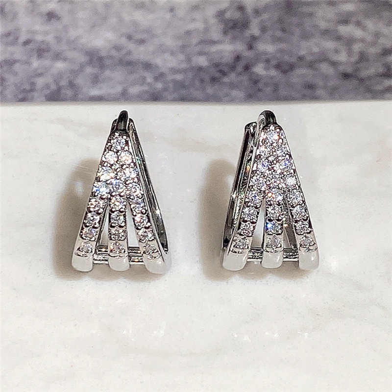 Anting Hoop Geometris Warna Silver Untuk Wanita