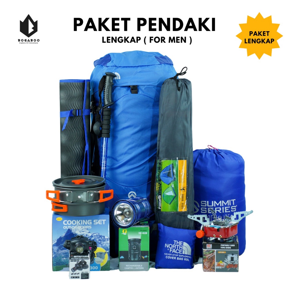 Paket Pendaki Lengkap - Paket Alat Camping - Paket Lengkap Naik Gunung Pria