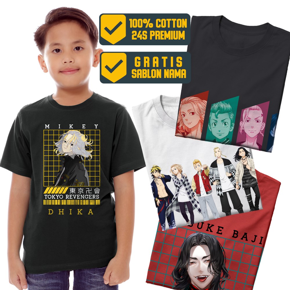 Tokyo Revengers - Kaos Baju Tokyo Revengers Mikey Manji Draken Anak Remaja Dewasa