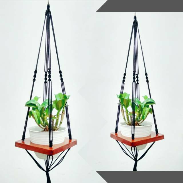 Macrame hanging shelf tali pot  gantung tatakan  pot  