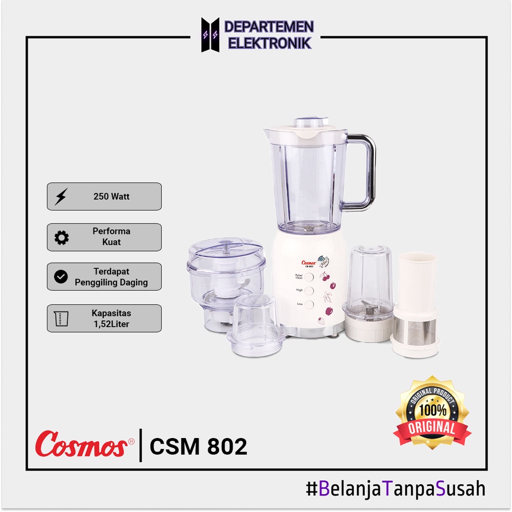 Cosmos CB 802 – Blender Plastic 1.2 Liter 4in1 MURAH BANGET / GARANSI RESMI