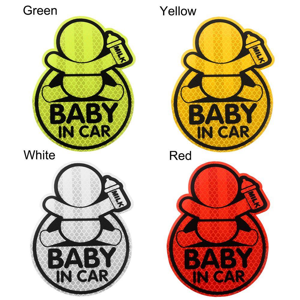 Stiker Mobil Reflektif Populer Mencegah Bumper Decor Vinyl Decal &quot;Baby In Car&quot;