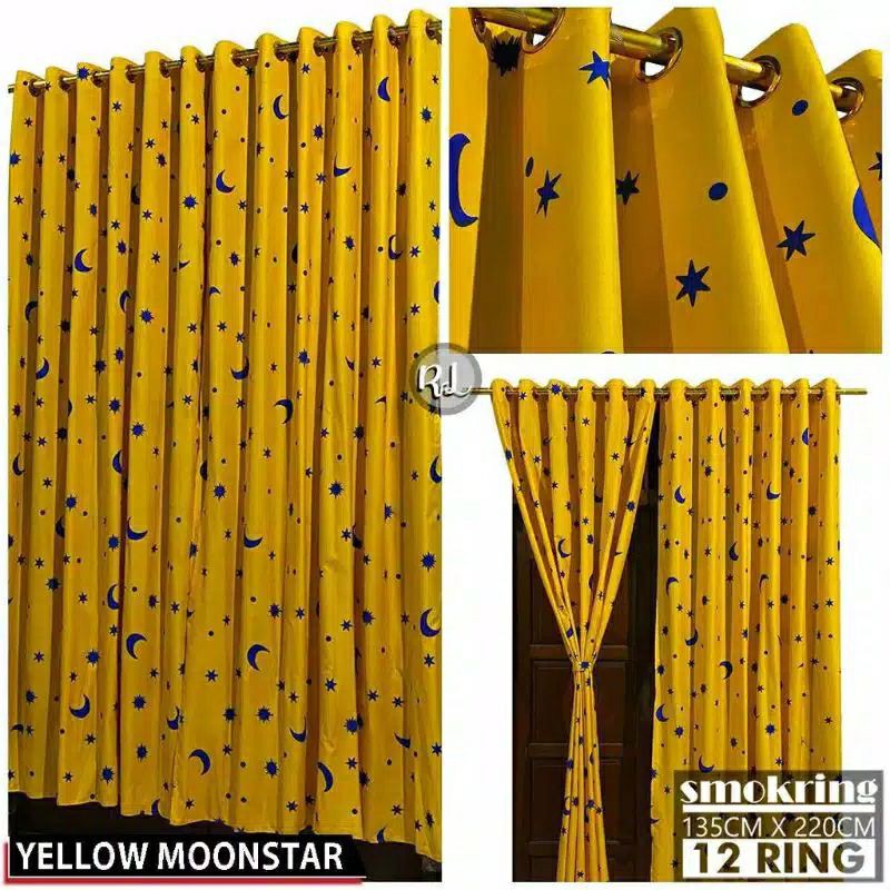 gorden smokering 12 yellow moonstrar / gorden pintu ring jumbo bulbin bulan bintang kuning