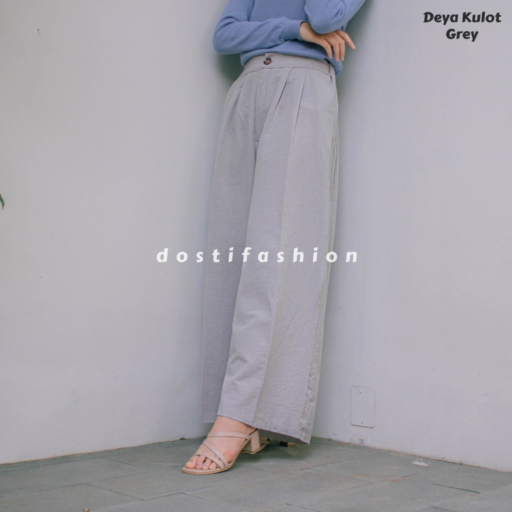 KULOT WANITA BAHAN LINEN MODEL LURUS KANCING-4