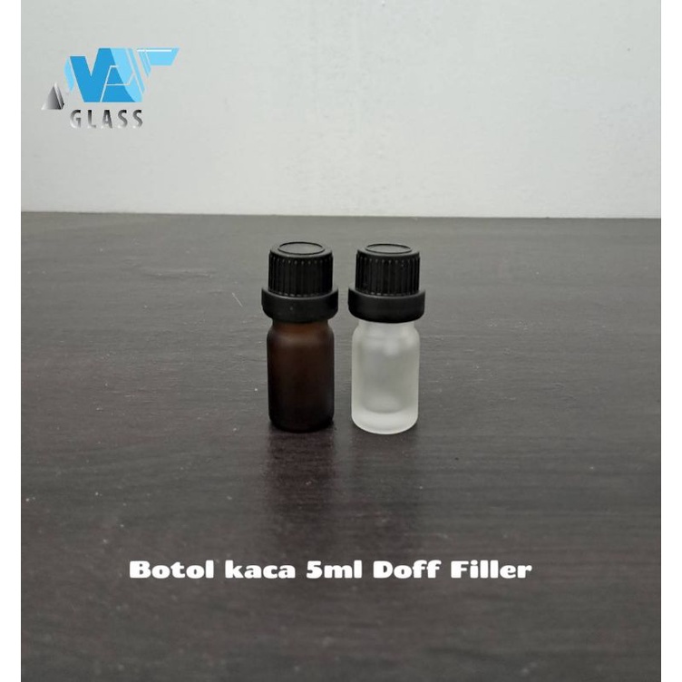 botol kaca 5ml doff tutup filler hitam / Botol Essential 5ml