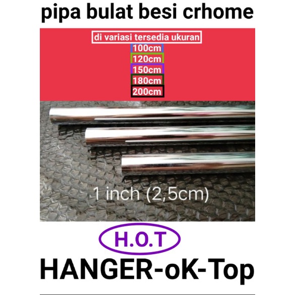 Pipa bulat besi stainles 100cm / Gantungan baju display