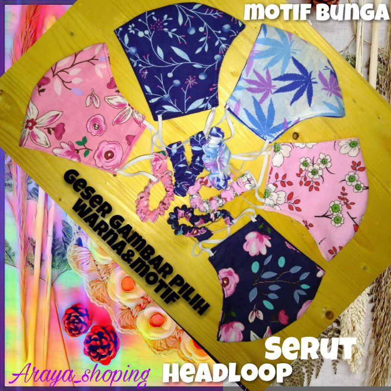 MASKER HEADLOOP MOTIF BUNGA