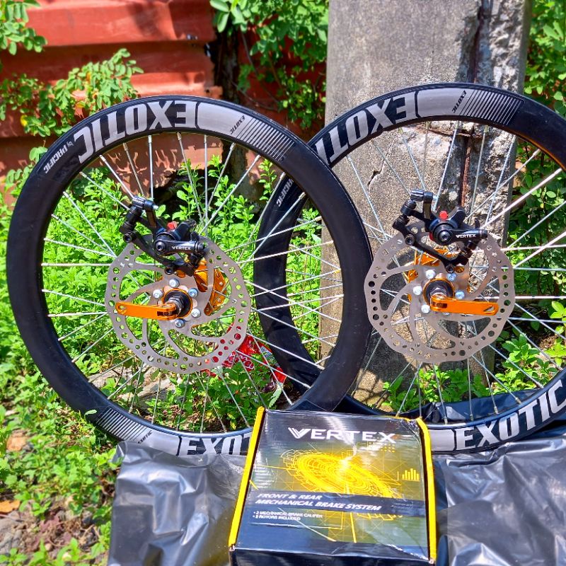 wheelset 20in /406 atau velg sepeda 20in double cakram dan kaliper 160mm sudah dirakit dan disetel j