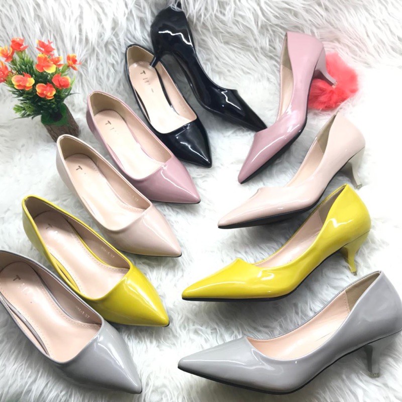 High heels by TMT Glossy sepatu wanita hak tinggi kulit 912 fashion shoes kerja casual pesta formal