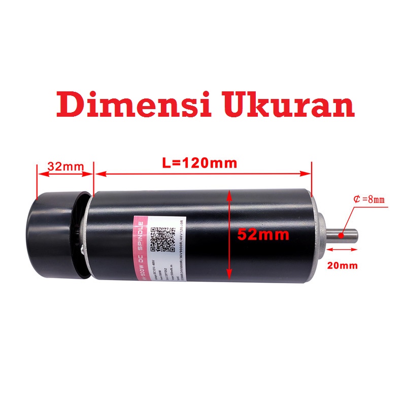 [HAEBOT] Dinamo DC Spindle Motor 500W 12V 48V Shaft 8mm CNC Mini DIY Torsi Tinggi Kuat High Speed Power Mikro Brush