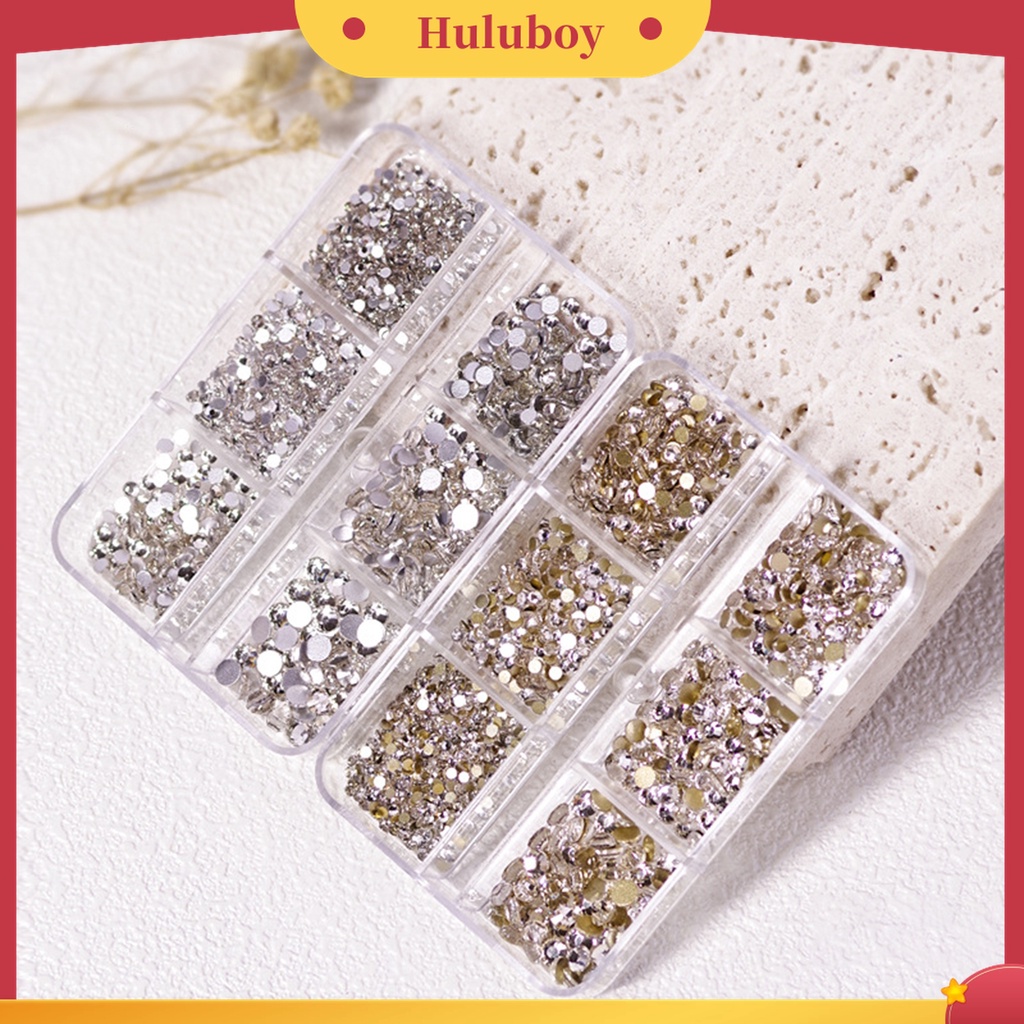 Huluboy Huluboy♡ 1688pcs / Box Ornamen Berlian Imitasi 6 Sekat Untuk Dekorasi Nail Art DIY