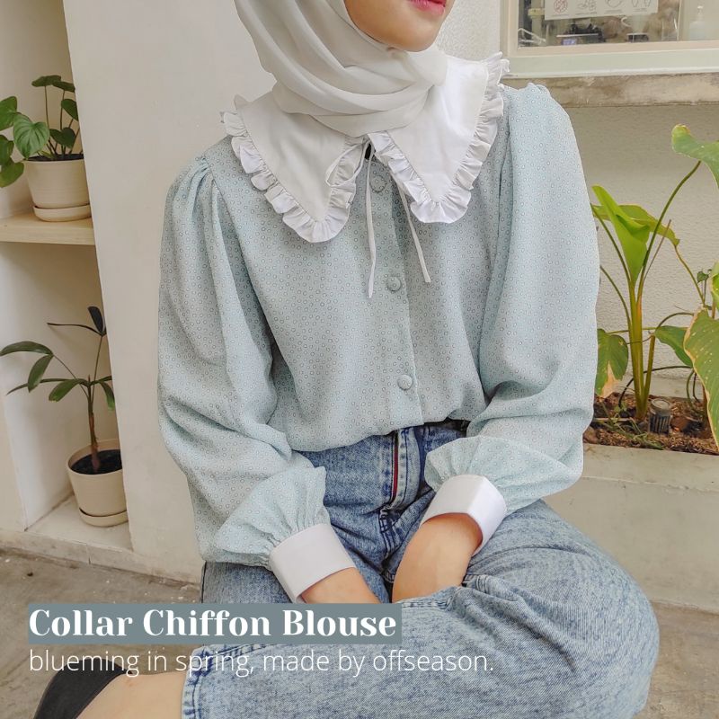 Collar Blouse - Blouse Flower / Blouse Korea / Blouse Bunga Bunga / Blouse Sifon