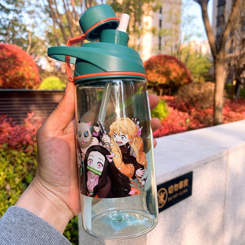 Anime Demon Slayer cup dual purpose straw cup Cangkir Air Kasual Botol Air Olahraga Langsung Minum