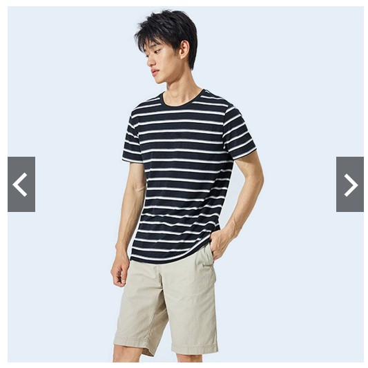 FIFI FASHION Baju Kaos Pria Oblong Model Korea Lengan Pendek Corak Salur - Thomas