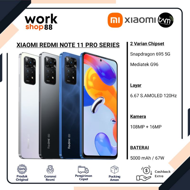 HP Terbaru Xiaomi Redmi Note 11 Pro 5G 8/128 Ram 8GB Rom internal 128GB - New Original Garansi Resmi