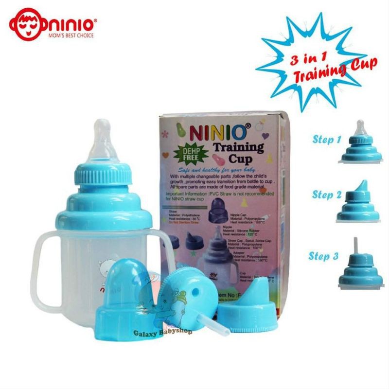 [ASAZI] Botol Minum Bayi Ninio training cup 3 in 1 / botol susu bayi imut
