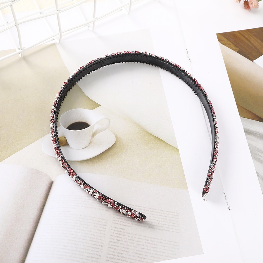 Korean Pearl Rhinestone ThinHeadband Crystal Plastic Hair Band For Woman Hair Accessories