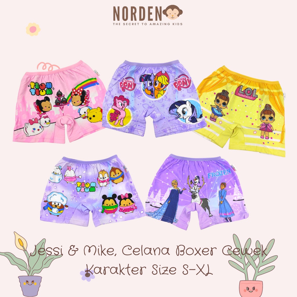 Jessie & Mike Boxer / CD Anak Cewe Karakter Size S-XL (per 1 pcs)