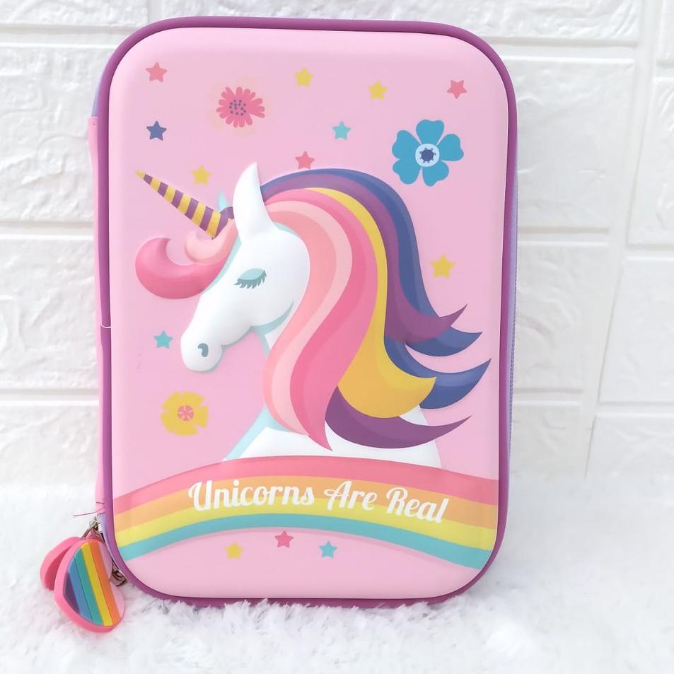 

9VJ £ Tempat pensil unicorn kotak pensil pensil case hardtop 3D unicorn lucu ➱ (Seller)