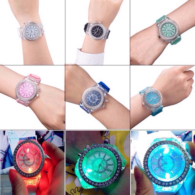 BS202 Jam Tangan Unisex Geneva Dengan Lampu LED (DI JAMIN HIDUP)