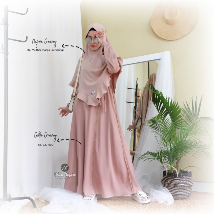 PREMIUM CALLA DRESS CREAMY BY URFIMUTIYARO/GAMIS CASUAL /GAMIS SAJA