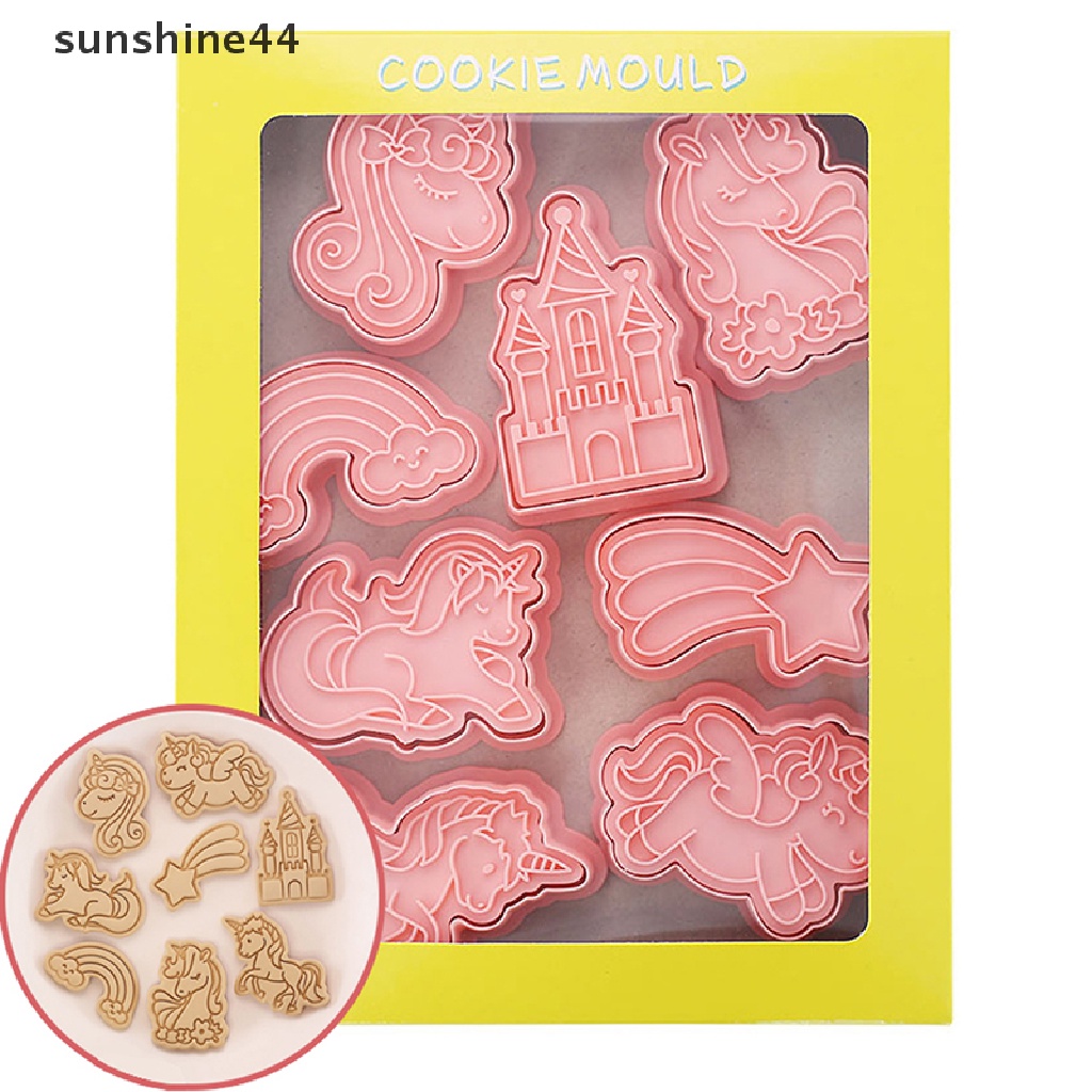 Sunshine 8PCS Cetakan Biskuit / Kue Bentuk Kartun Kuda Bahan Plastik