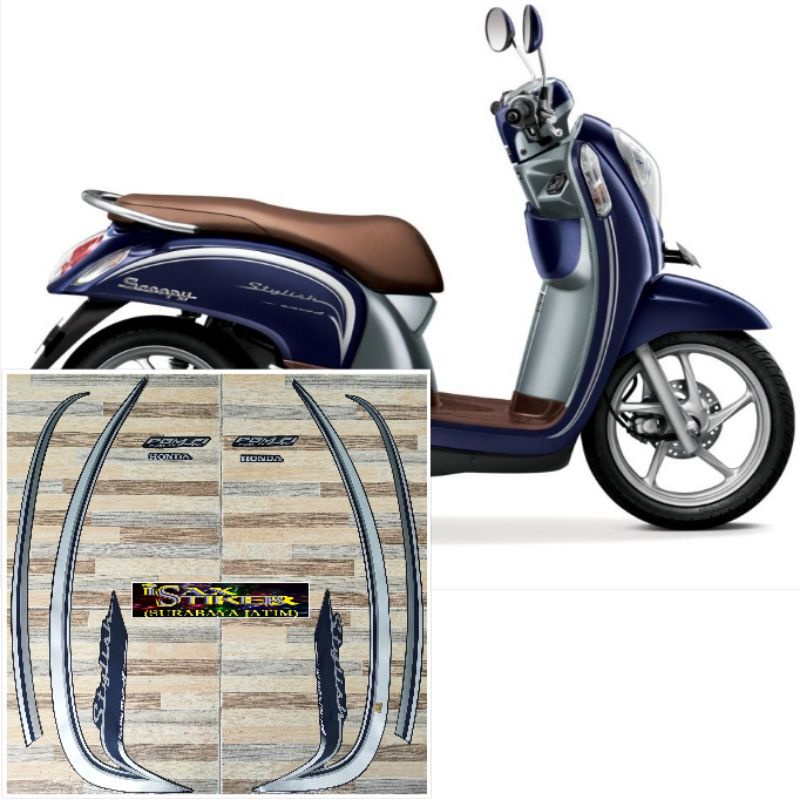 striping original Honda Scoopy stylish  biru tua tahun 2016