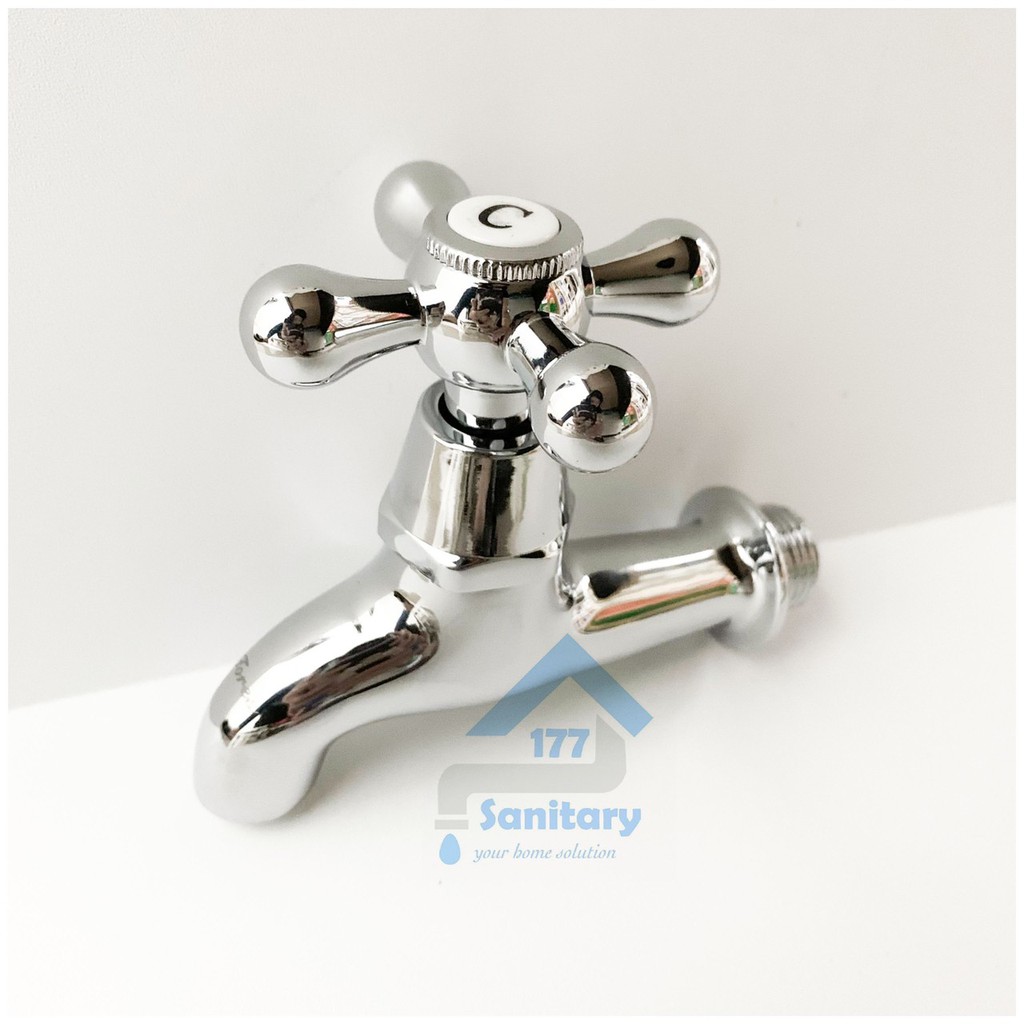 Kran Tembok Kuningan Baling Karet 5002- Keran Air taman Kamar Mandi putaran valve Faucet brass /H5