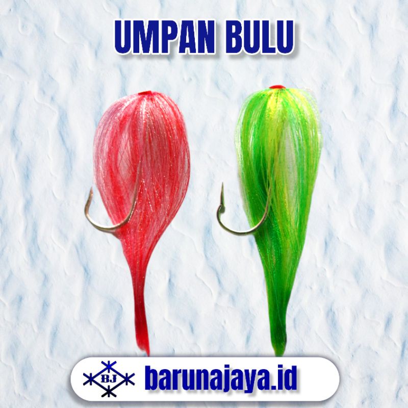 BARUNA - 10Pcs Umpan Bulu Buatan Untuk Tonda atau Trolling Ikan Cakalang