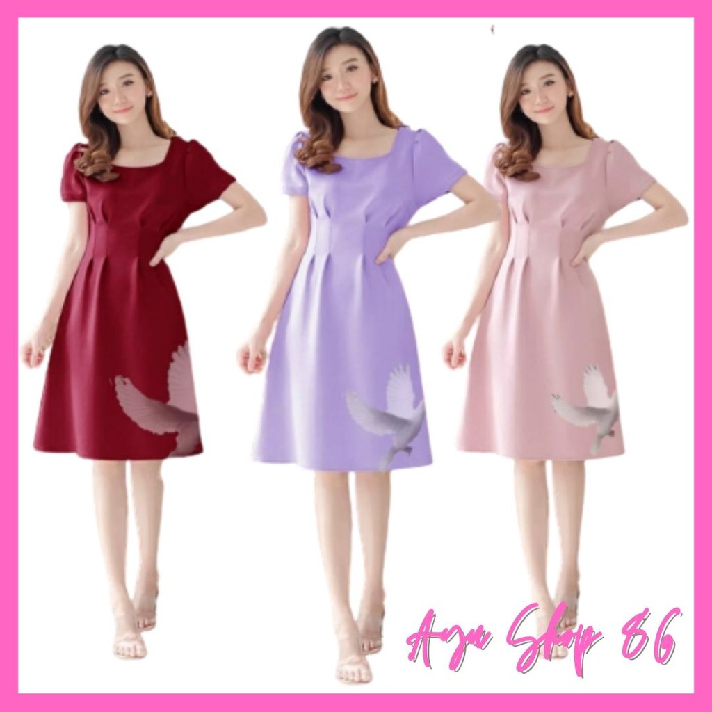 Baju Dress Polos Simple Hanna Pesta Natal Wanita Remaja Modern Murah Trend Kekinian Terbaru 2021 Gau
