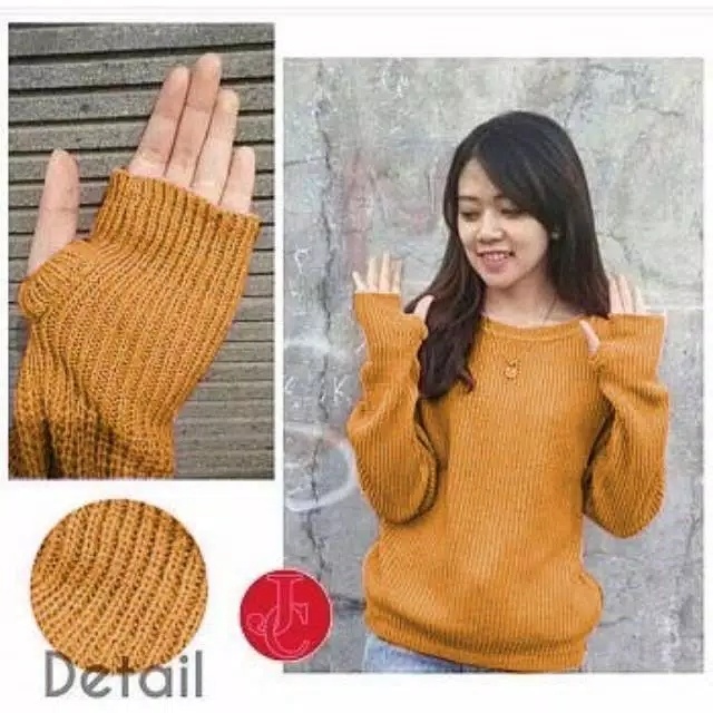 Sweater wanita Roundhand lengan bolong Baju Atasan Wanita Korea Style Sweater Rajut Korea Roundhand Sweater fj