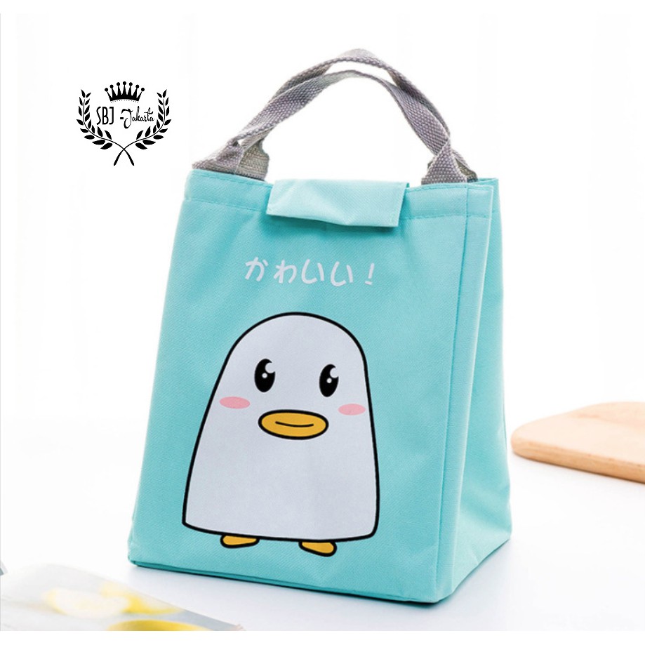 Lunch bag Tas bekal Insulated lunch bag seri HAPPY LIFE UKURAN BESAR