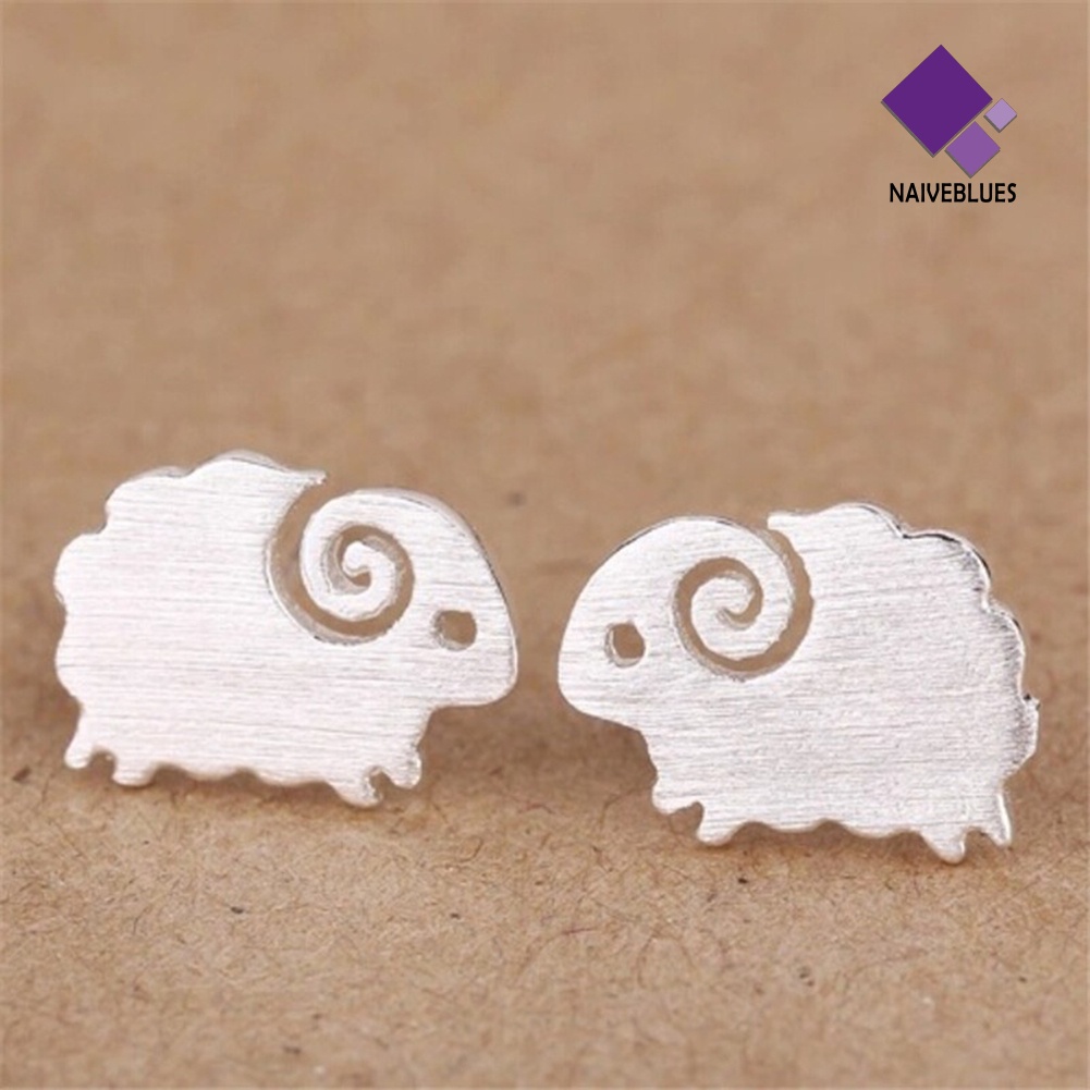 Anting Stud Desain Hewan Kecil Model Hollow Lapis Silver Untuk Wanita