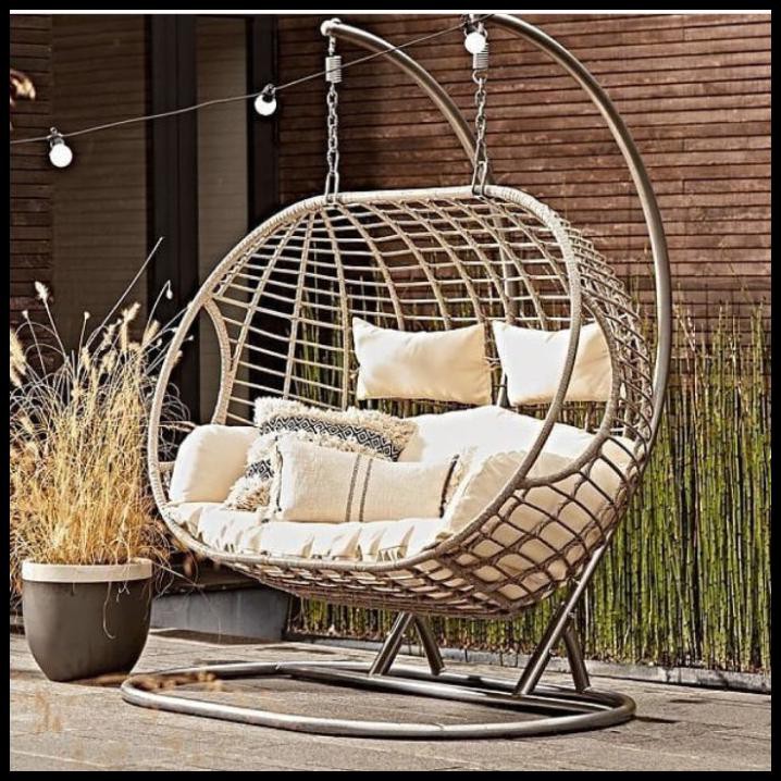 Ayunan Rotan 2 Tiang - Putih