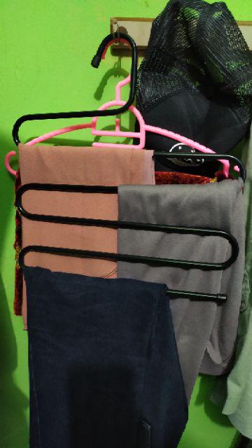 Gantungan S Besi Zig Zag Hanger Celana Selendang Syal Celana Baju 5 Layar