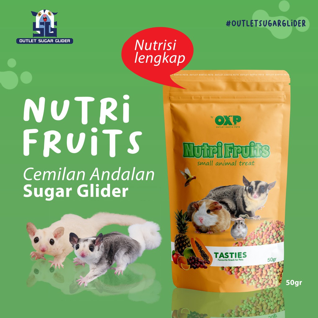 NUTRI FRUITS - PELLET BUAH INSTAN NUTRISI MAKANAN SUGAR GLIDER 50 GRAM