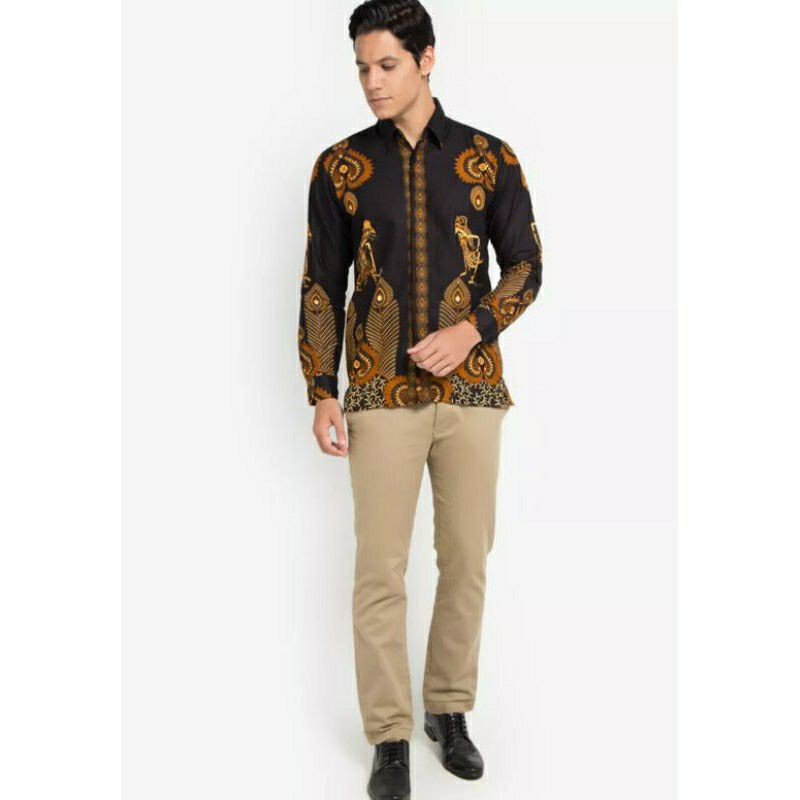 BATIK PRIA SIZE M L XL XXL  BSWART BatiK HRB026 Kenongo Hem Panjang Padi