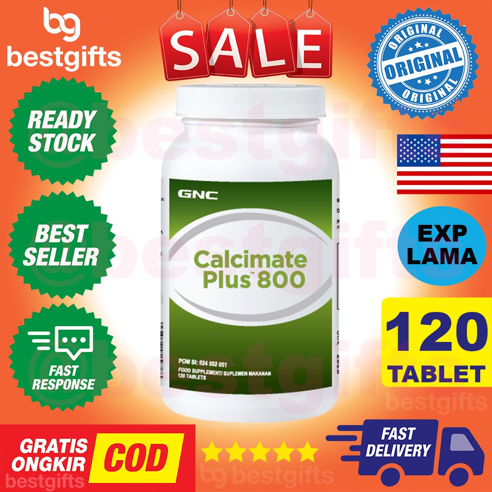 GNC CALCIMATE PLUS 800 MG CALCIUM PERTUMBUHAN TULANG ANAK REMAJA KRAM OTOT OSTEOPOROSIS 120 TABLET