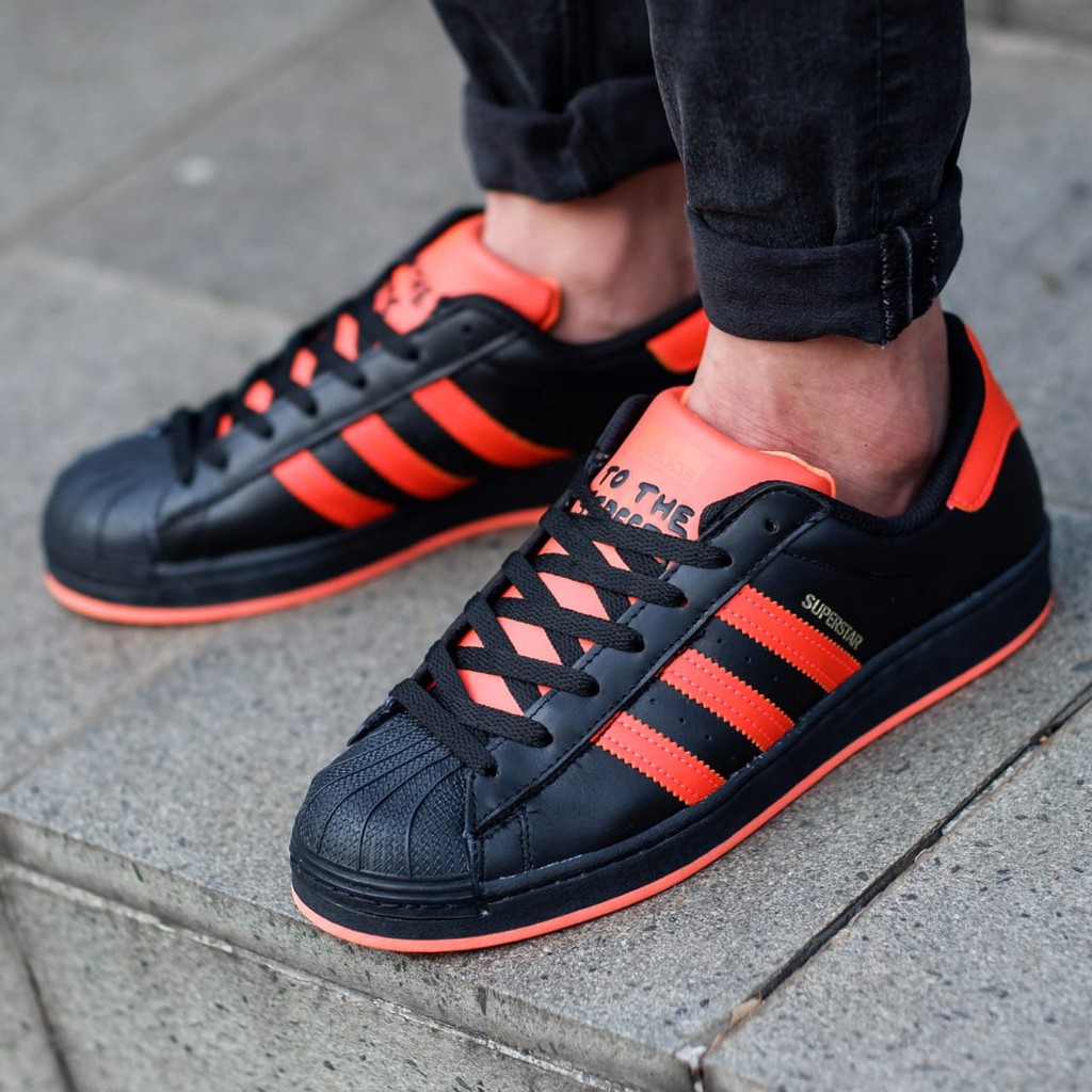 Sepatu Adidas Superstar Laceless From The Court To The Street Black Orange Original Casual Sneakers