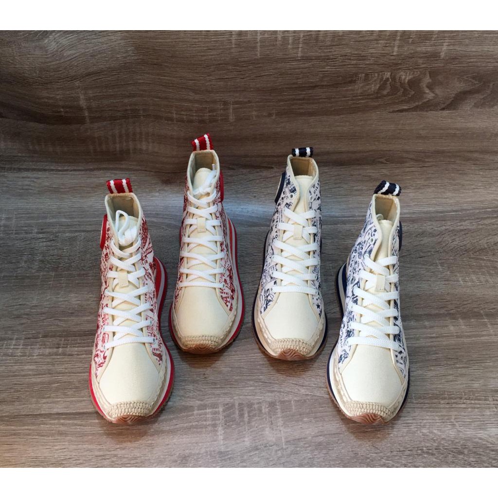 Sepatu Tory Burch High Tops Sneakers Red Black Destination ORI Branded Jalan Cowok Cewek Trend Modis