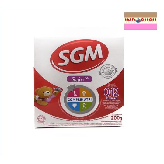 SGM Gain 74 Complinutri Susu Penambah Berat Badan Bayi 0-12 Bulan 200g