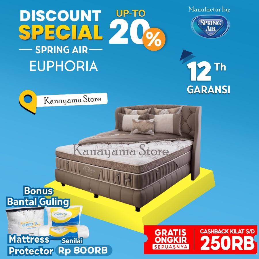 Spring Air Spring Bed Euphoria Latex 160 180 200 100 x200 - 100*200, KASUR Only