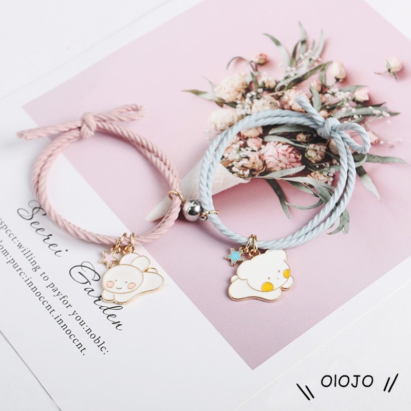 Set / 2pcs Gelang Magnet Multilayer Dapat Disesuaikan Desain satwa Untuk Pasangan - ol