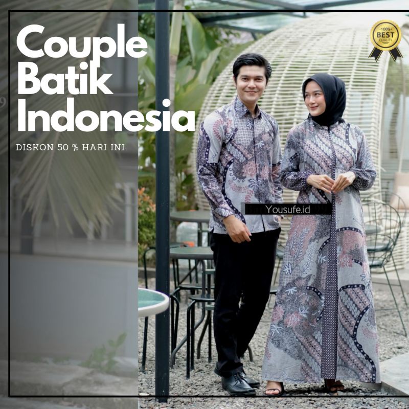 Couple Pasangan Set Batik Gamis Panjang Muslimah Lengan Panjang Pendek Terbaru Halus Katun Murah Tidak Luntur Nyaman Cod Shopee murah Kode CA01